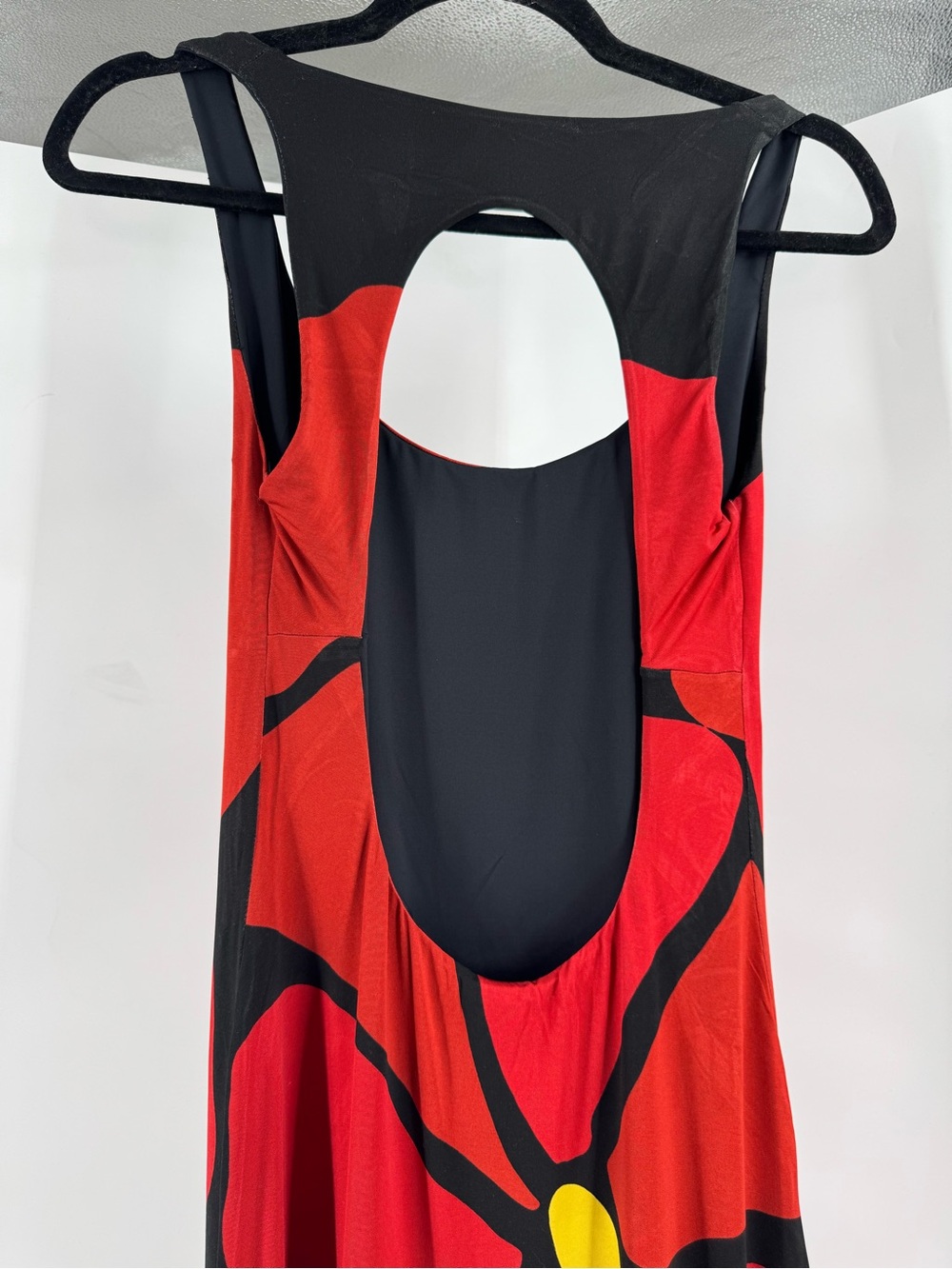 Bold Red Floral Maxi Dress with Olive Accents - Picture 10 of 11